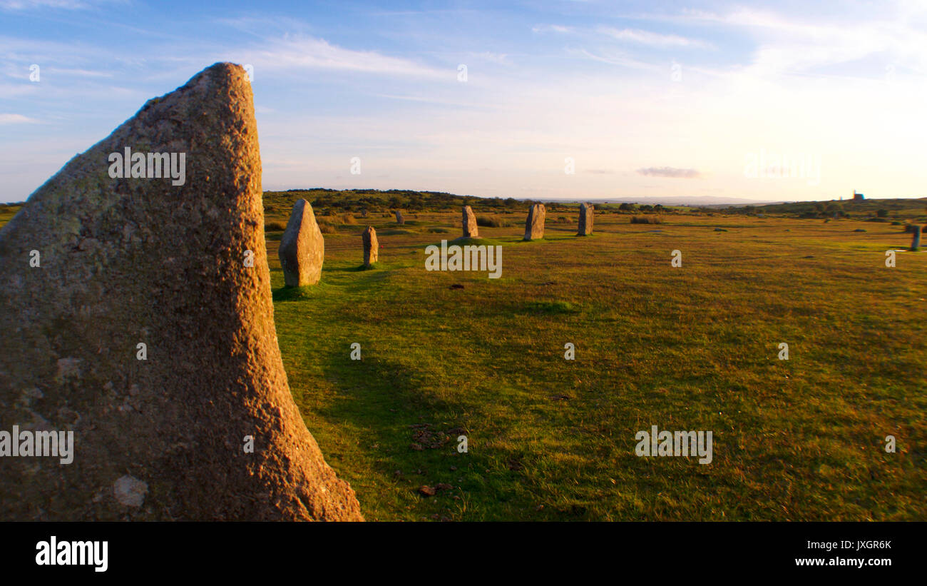 The Hurlers Steinkreise, Bodmin Moor, Cornwall, Großbritannien Stockfoto