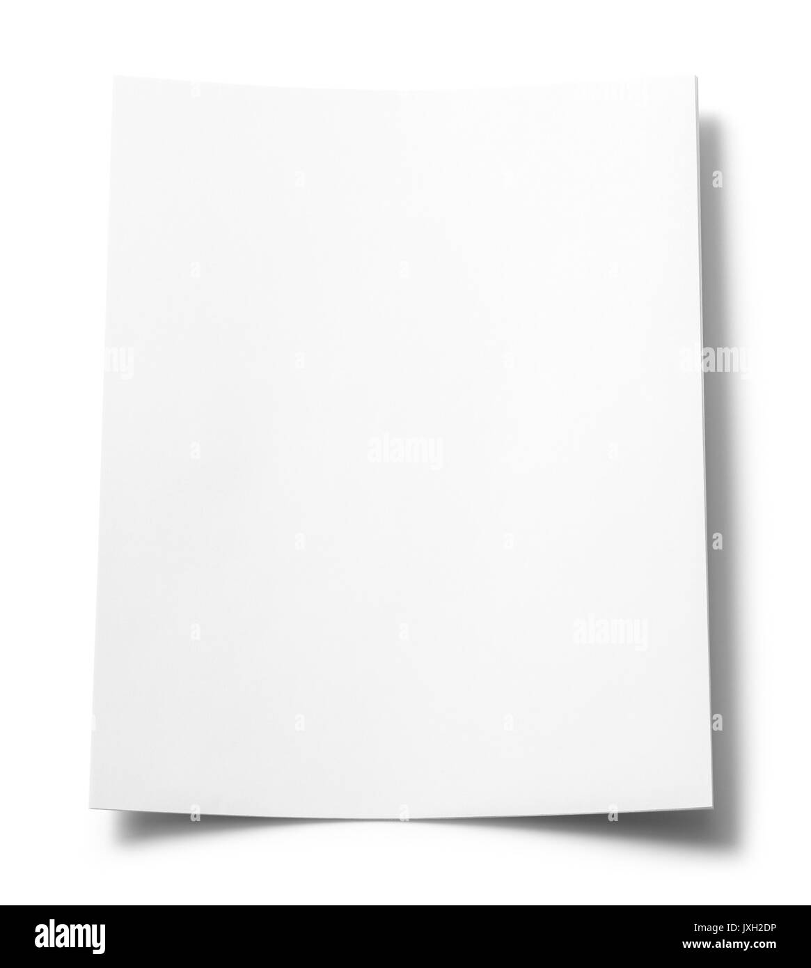 Gewelltes Stück Papier isoliert auf weißem Hintergrund. Stockfoto