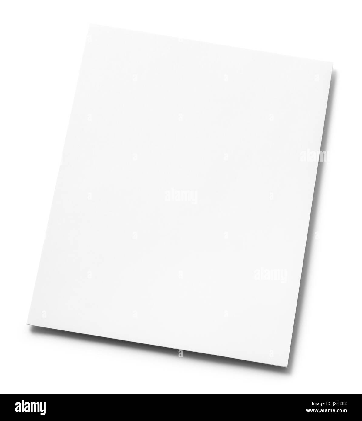Einzelnen flachen Blatt Papier isoliert auf weißem Hintergrund. Stockfoto