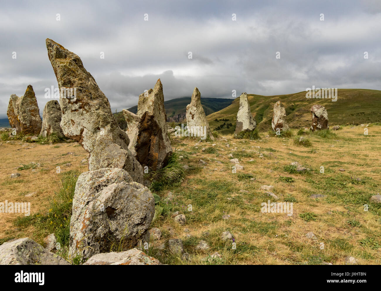 Steinkreise in Armenien, erstellt circa 6000 v. Chr. für astronomische Beobachtungen Stockfoto