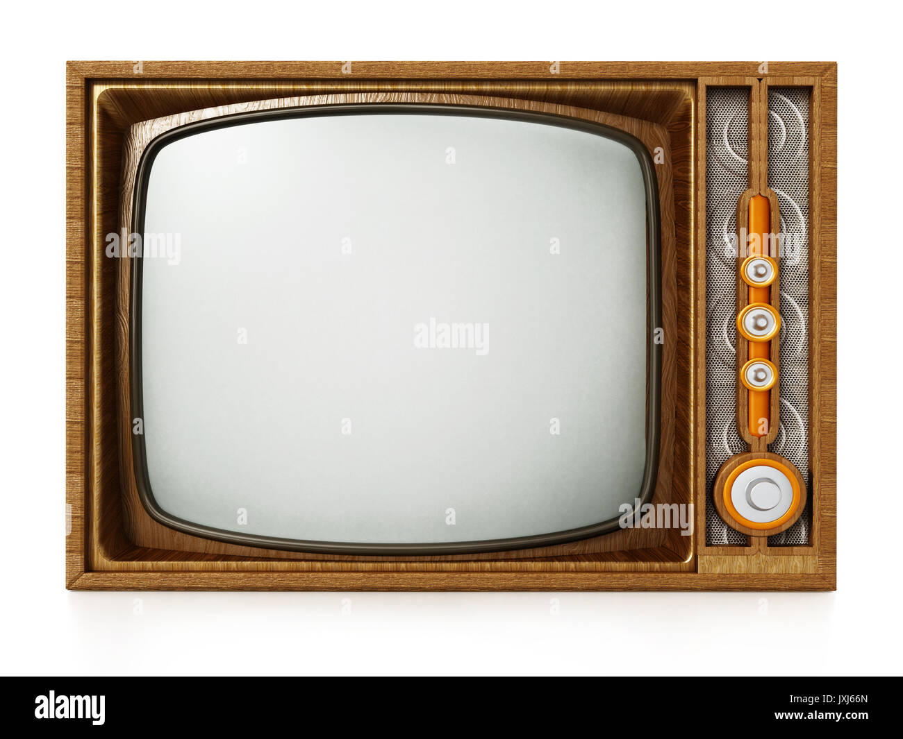 Vintage Fernsehen auf weißem Hintergrund. 3D-Darstellung. Stockfoto
