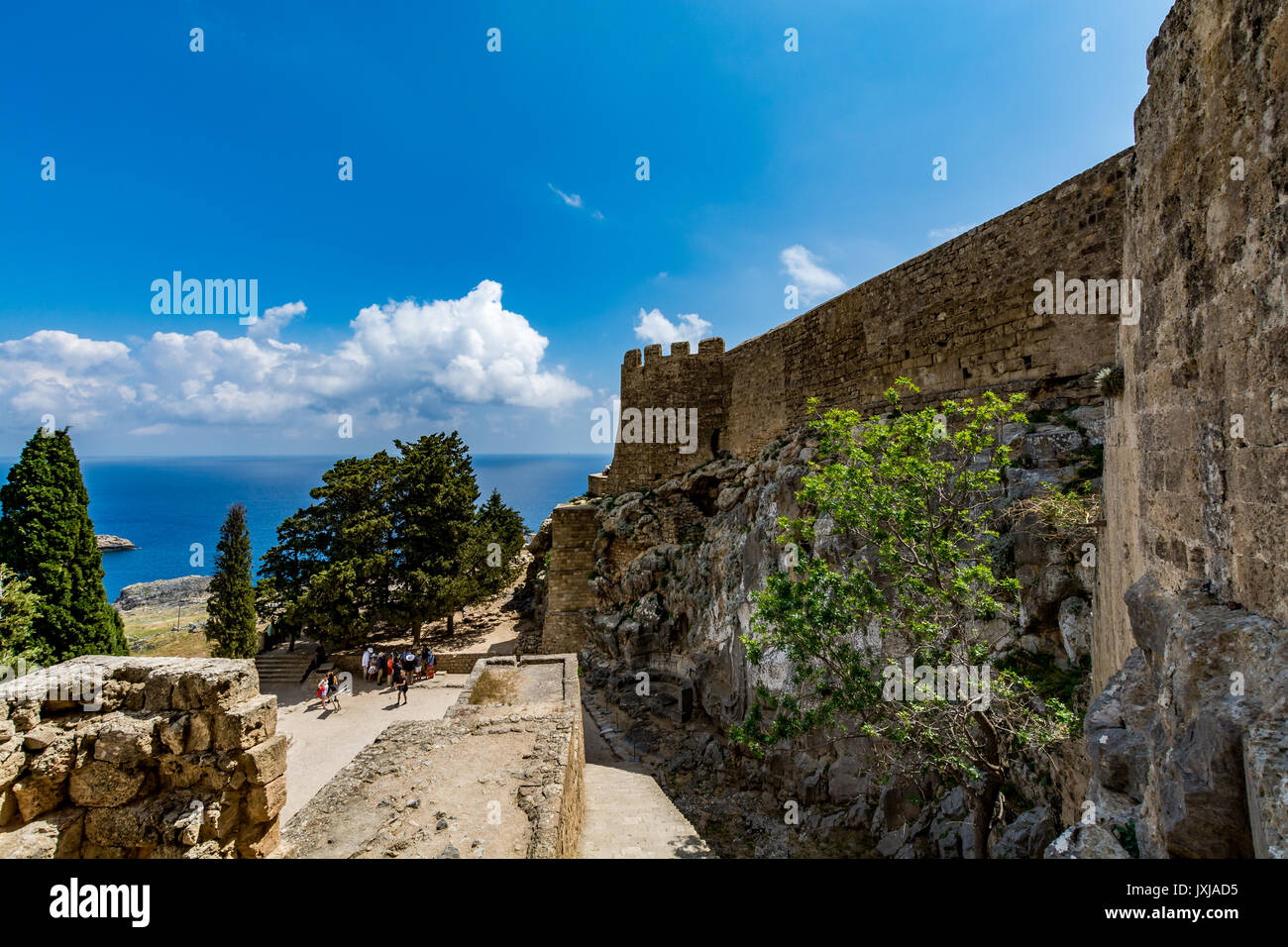 Haupteingang nach Lindos, Insel Rhodos, Griechenland Stockfoto