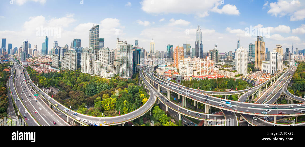 Yanan Straße Überführung, Shanghai Stockfoto