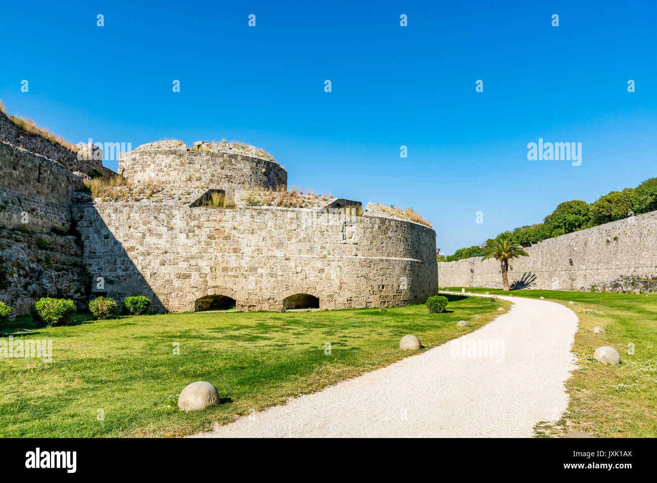 Post von Italien (Del Carretto Bastion), einer der Teile der Altstadt von Rhodos, die Insel Rhodos, Griechenland Stockfoto