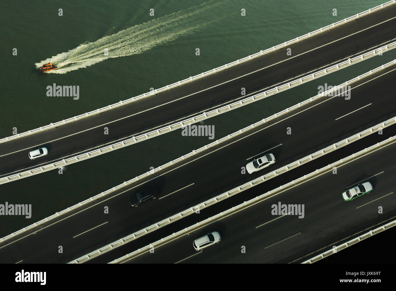 Transport zu Land und zu Wasser Stockfoto