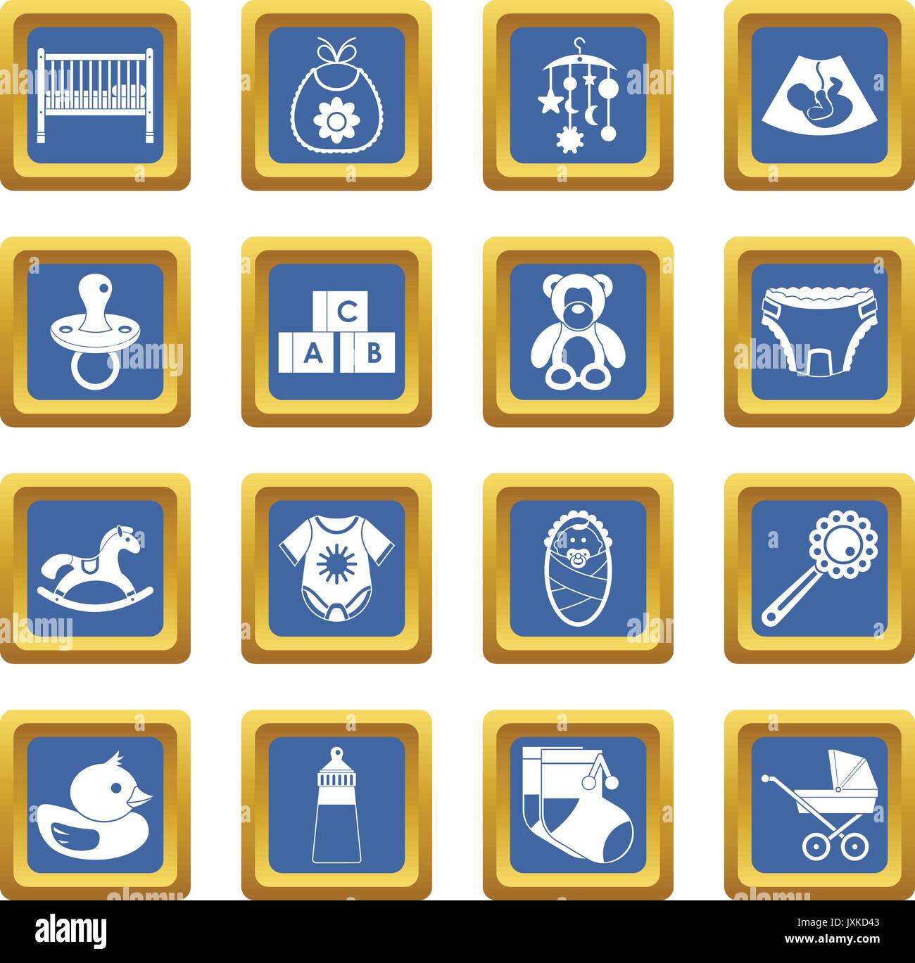 Neugeborene Icons Set blau Stock Vektor