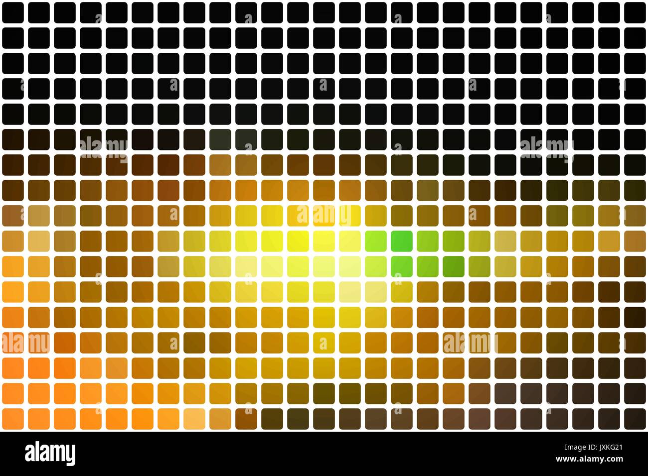 Schwarz Braun gelb grün Vektor abstrakte Mosaik Hintergrund mit abgerundeten Ecken quadratischen Kacheln über Weiß Stock Vektor