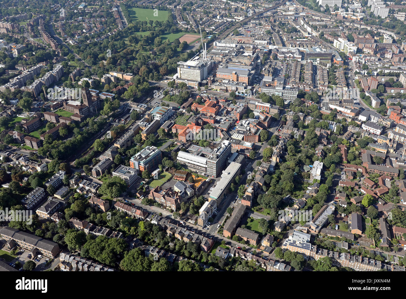 Luftaufnahme des Kings College Hospital and University, London SE5 Stockfoto