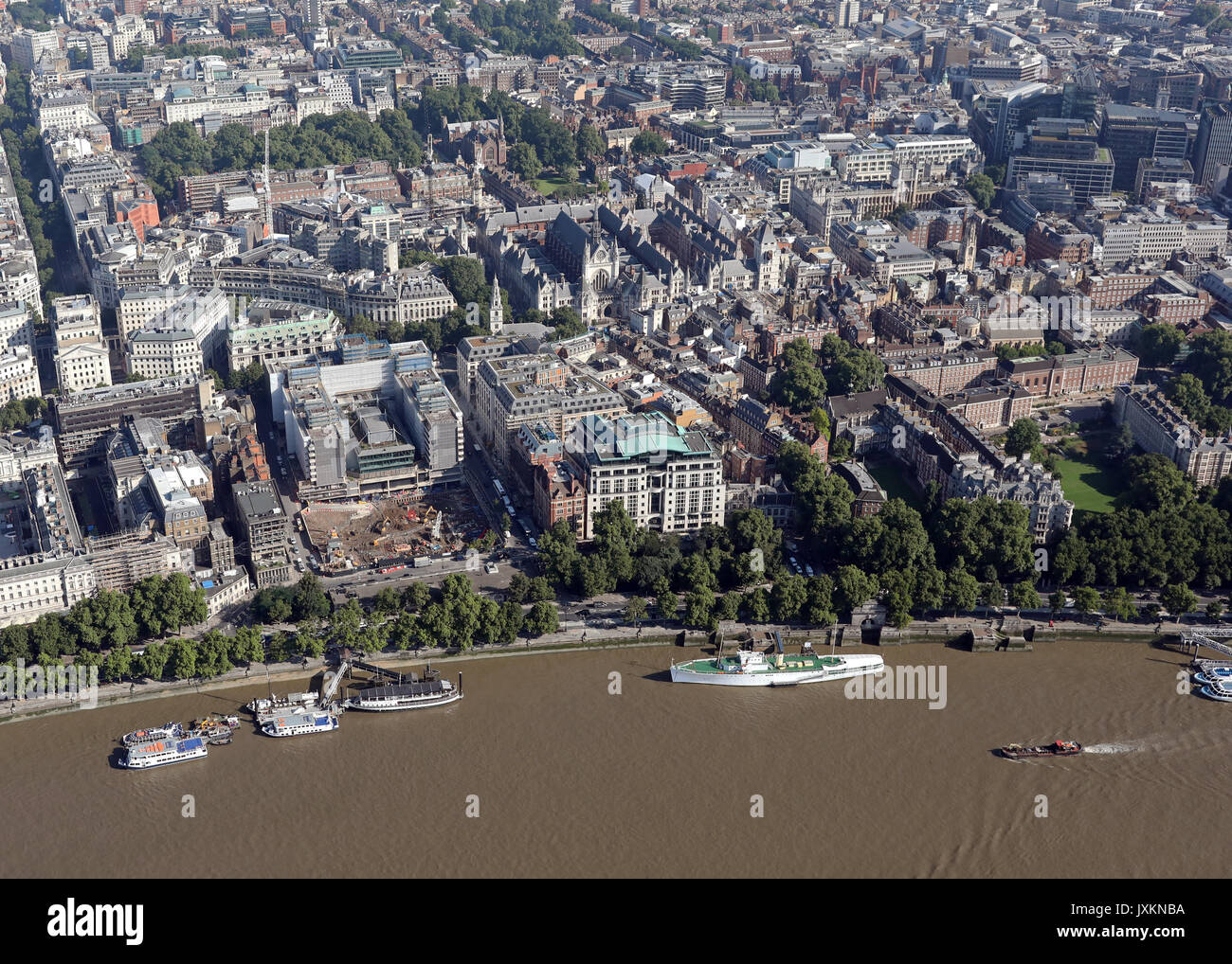 Luftaufnahme der Victoria Embankment & Strand, London, UK Stockfoto