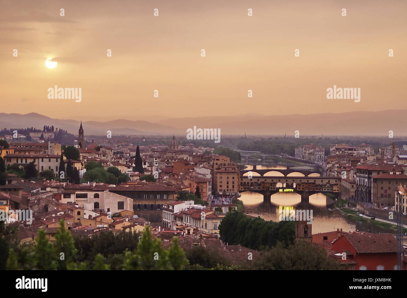 Landschaft von Florenz bei Sonnenuntergang, Italien Stockfoto