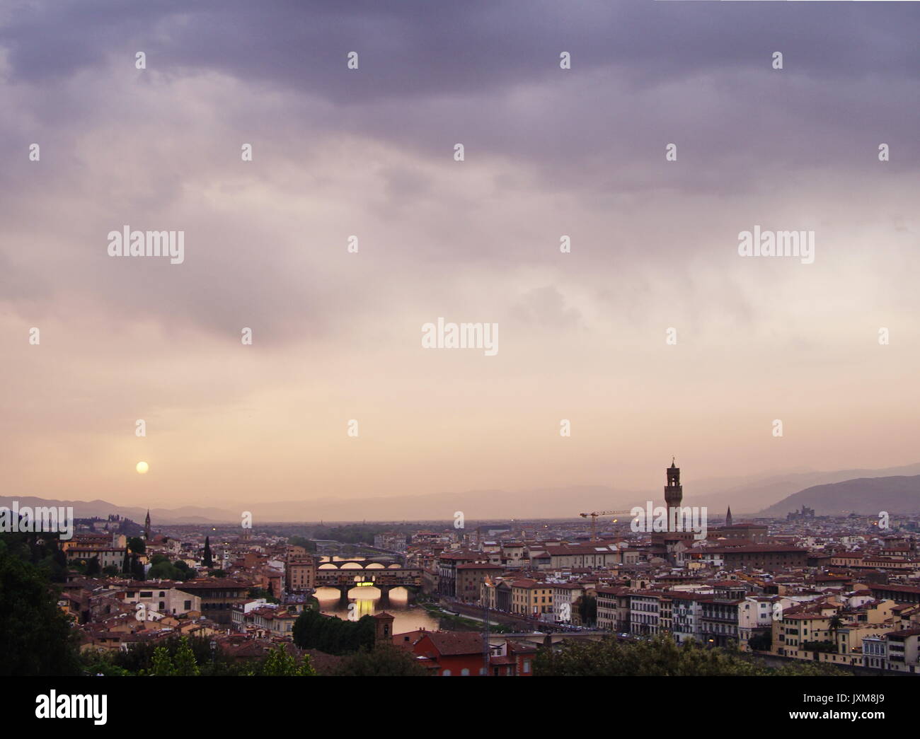 Landschaft von Florenz bei Sonnenuntergang, Italien Stockfoto