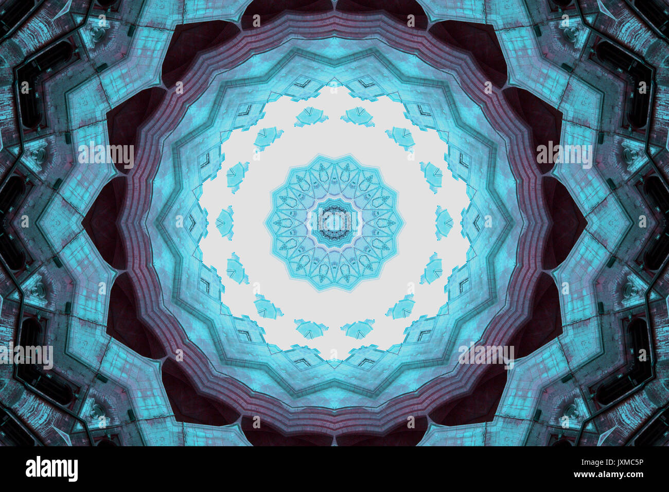 Abstrakte Kaleidoskop der Kathedrale von Peterborough, England Stockfoto