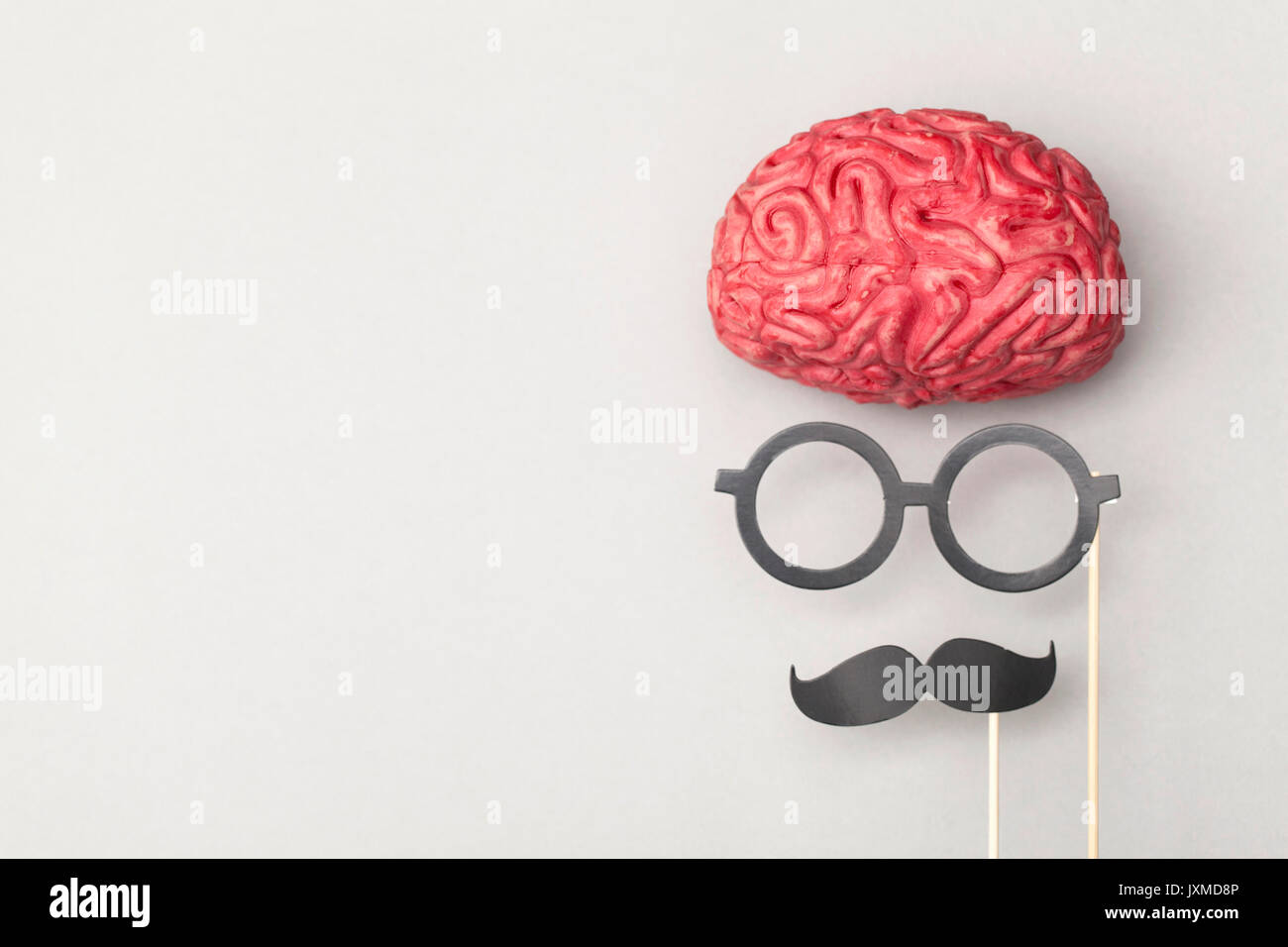 Menschliche Gehirn mit Comedy Requisiten Stockfoto