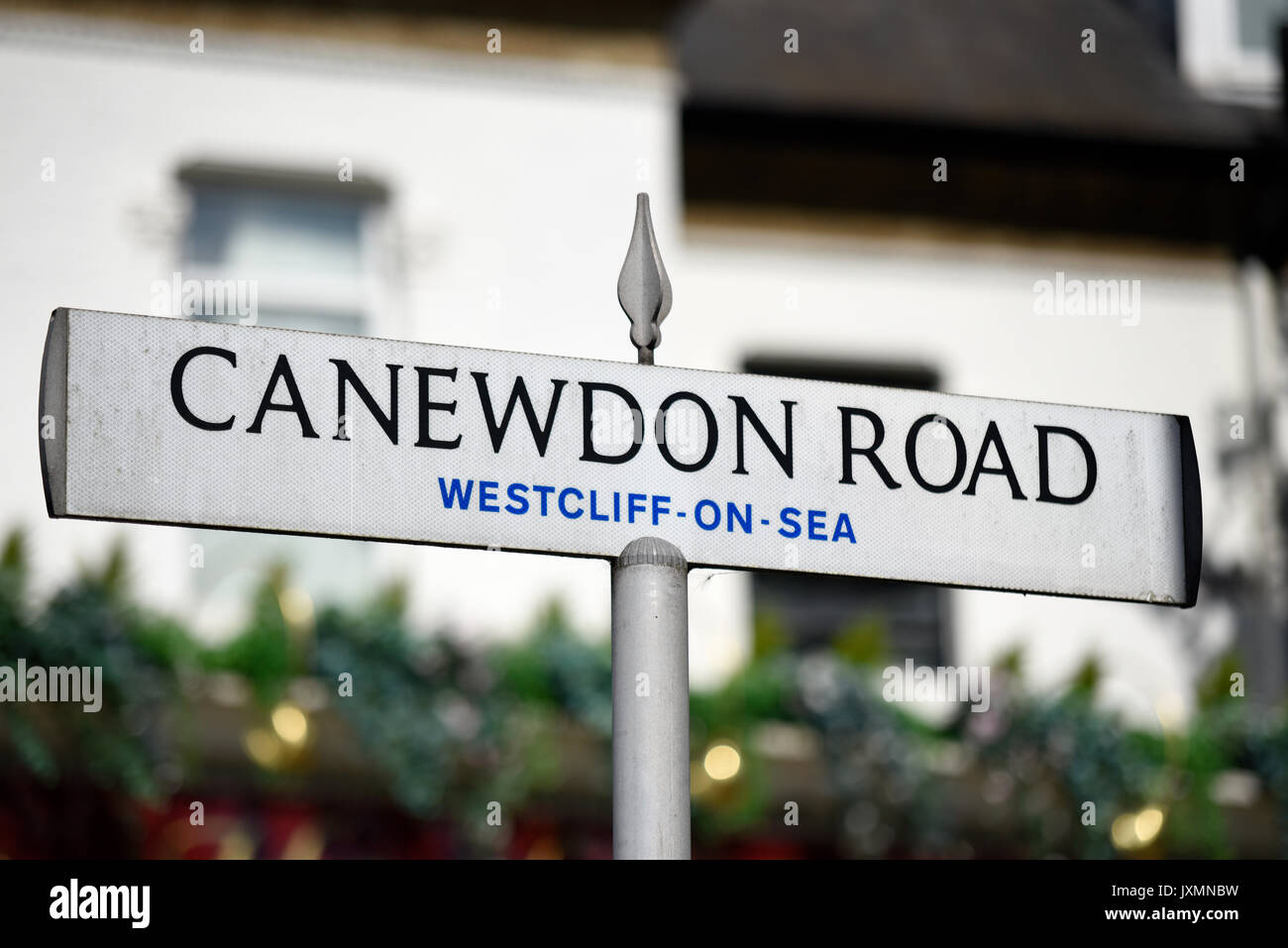 Straßenschild Canewdon Road in Westcliff on Sea, Essex, Großbritannien Stockfoto