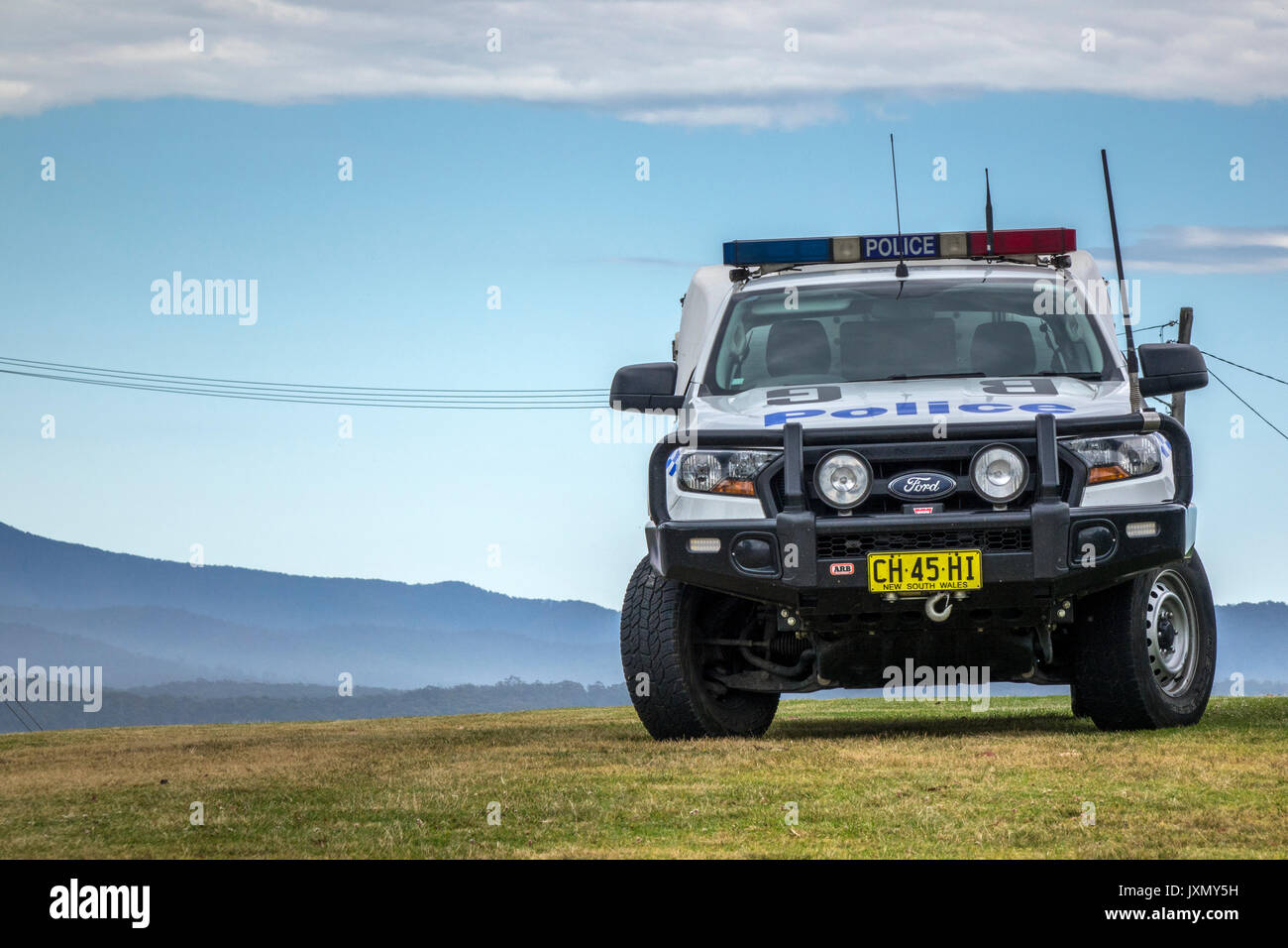 Australische Lkw Polizei Träger des New South Wales Polizei geparkt In Eden New South Wales Australien abholen Stockfoto