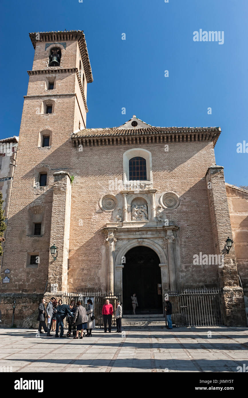 Kirche von San Ildefonso in bürgersteig von San Ildefonso. Granada, Kirche von Mudejar Stil, 16. Jahrhundert, Spanien Stockfoto