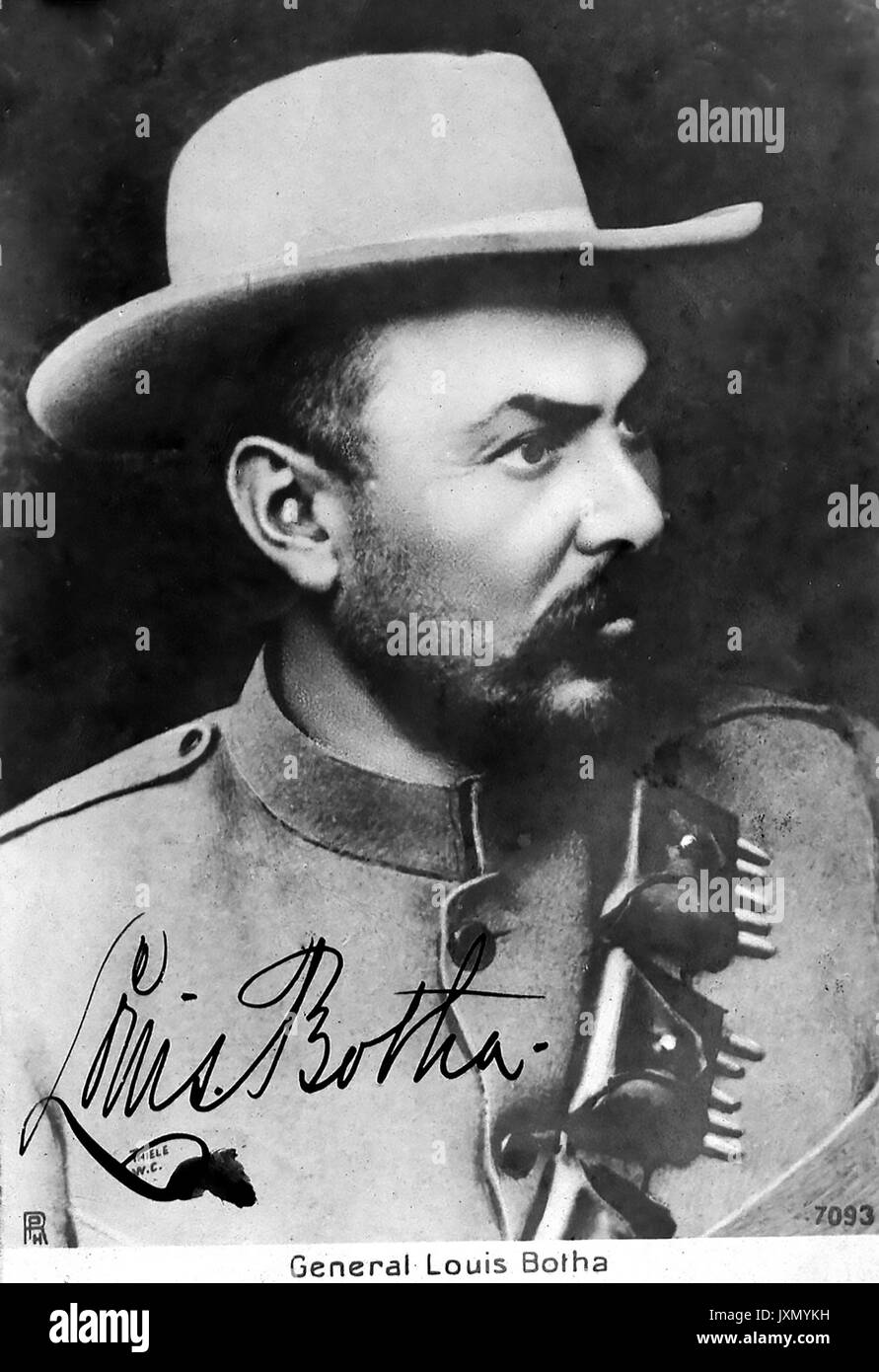 LOUIS BOTHA (1862-1919) Südafrikanische Boer Führer und Politiker auf einer Postkarte um 1900 Stockfoto