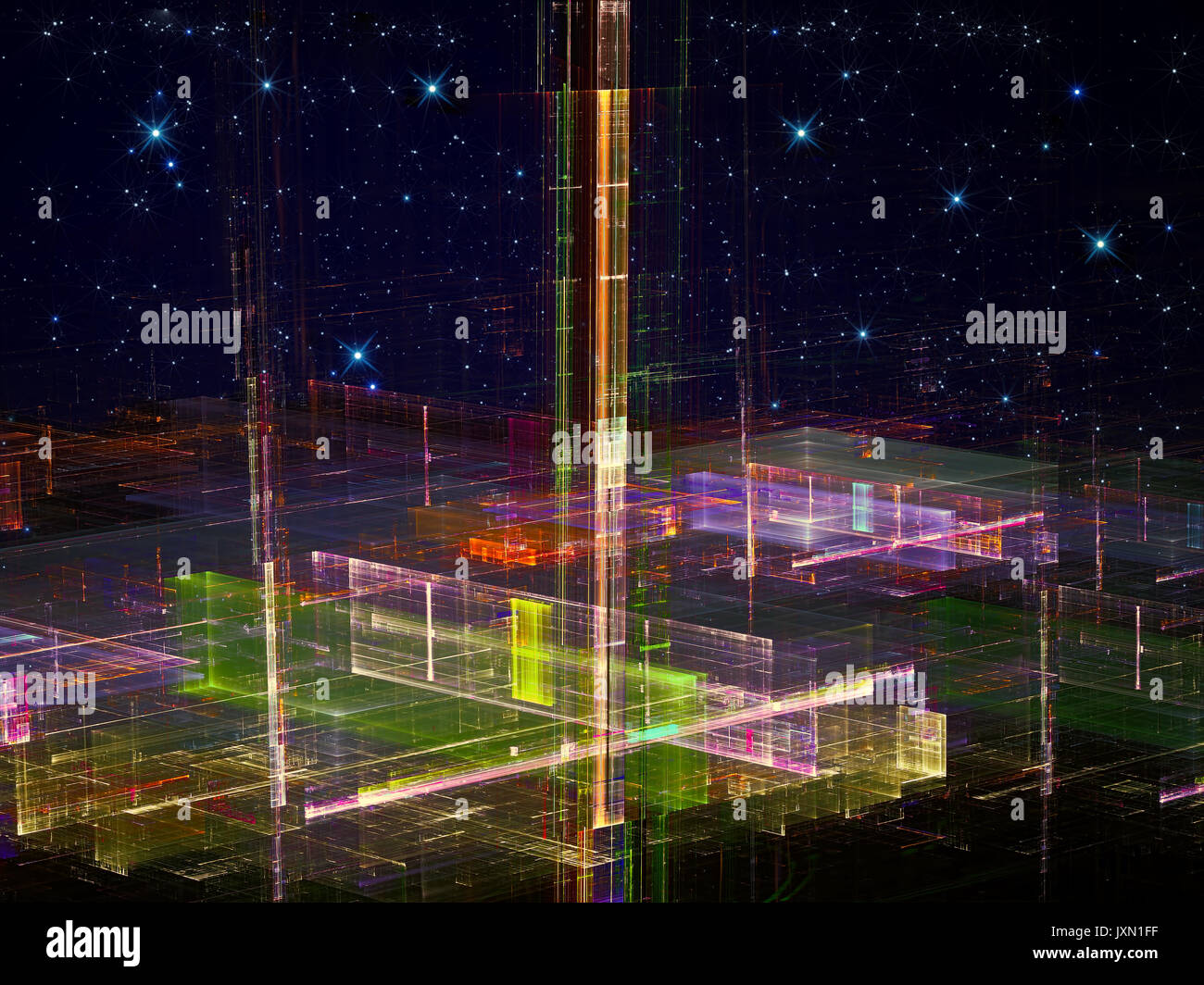 Abstrakte Zukunft Stadt - digital erzeugte Bild Stockfoto