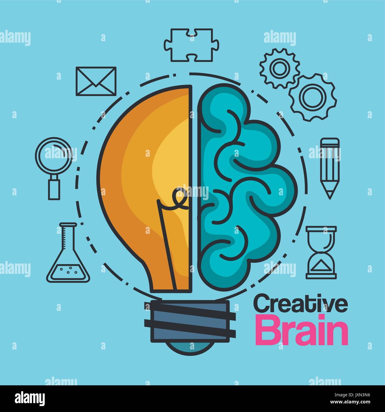 Kreative Gehirn Idee Glühbirne innovation Stock Vektor
