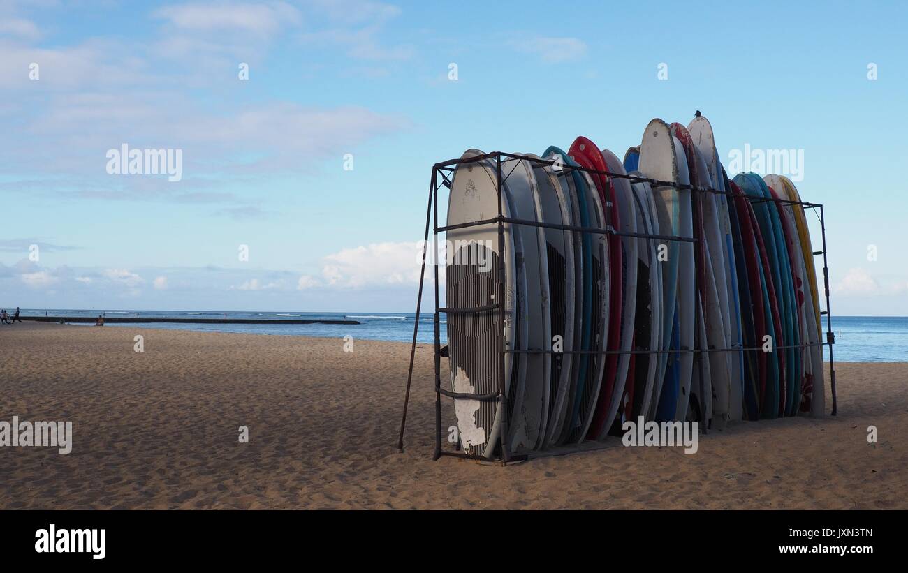 Surfbrett in Waikiki Hawaii Stockfoto