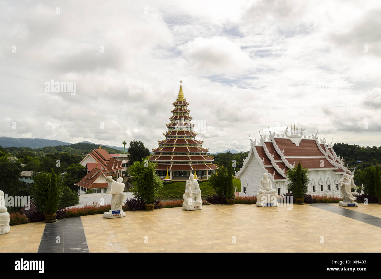 Wat Huai Pla Kung, riesigen chinesischen Stil Pagode, Chiang Rai, Thailand Stockfoto