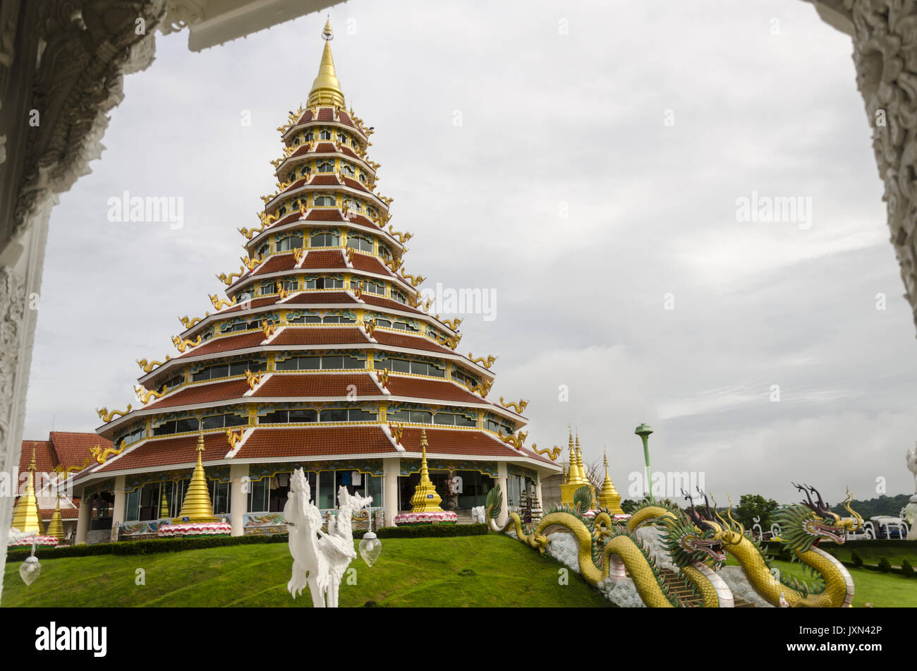 Wat Huai Pla Kung, riesigen chinesischen Stil Pagode, Chiang Rai, Thailand Stockfoto