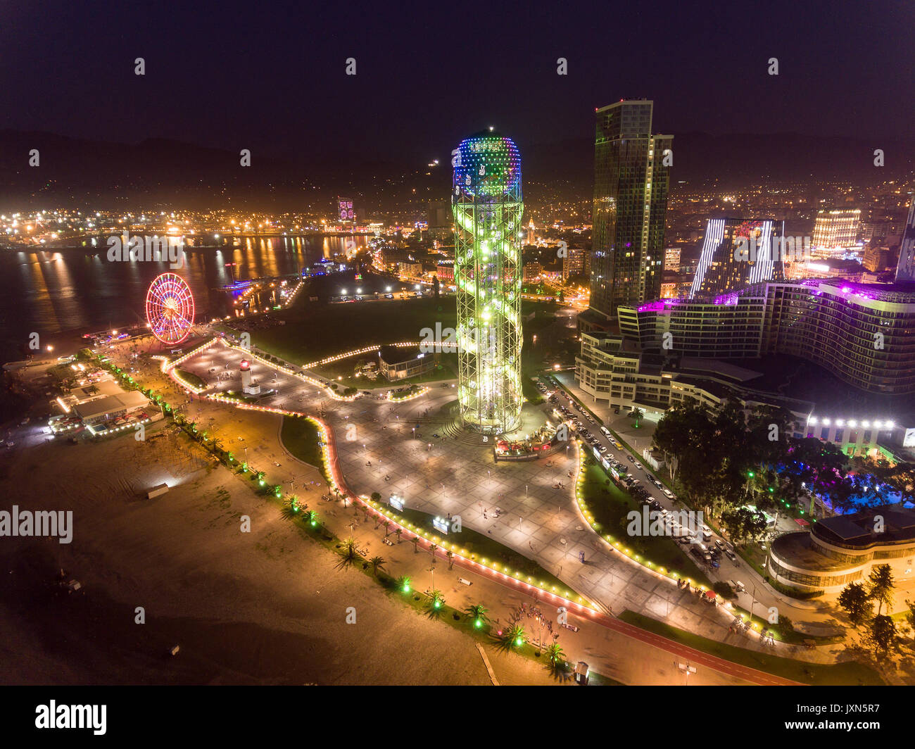 Nacht Stadt Batumi Georgien Stockfotografie Alamy