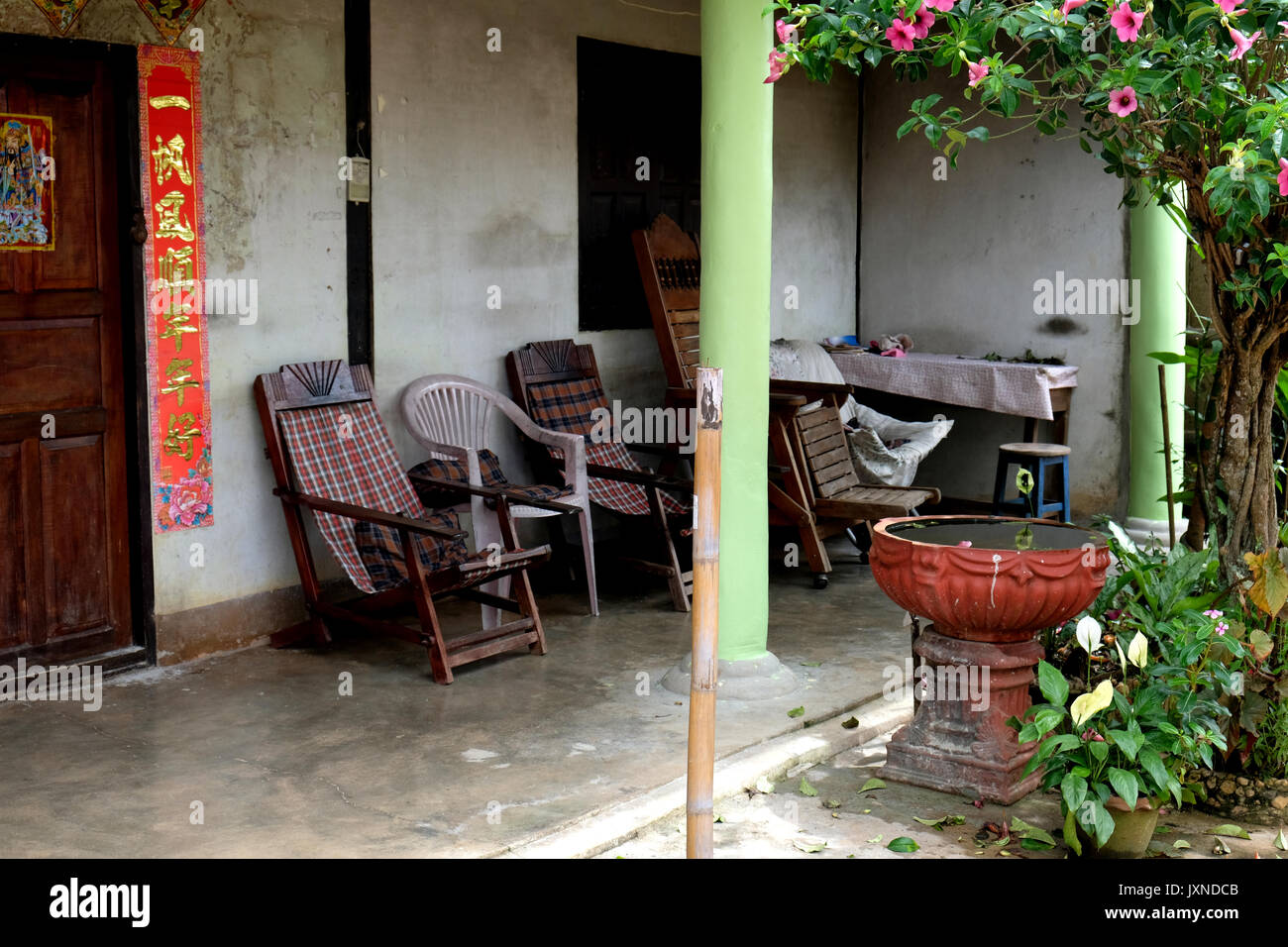 Typisches Dorfhaus, Doi Mae Salong oder Santikhiri Chinesischen Dorf, in der Nähe von Chiang Rai, Thailand. Stockfoto