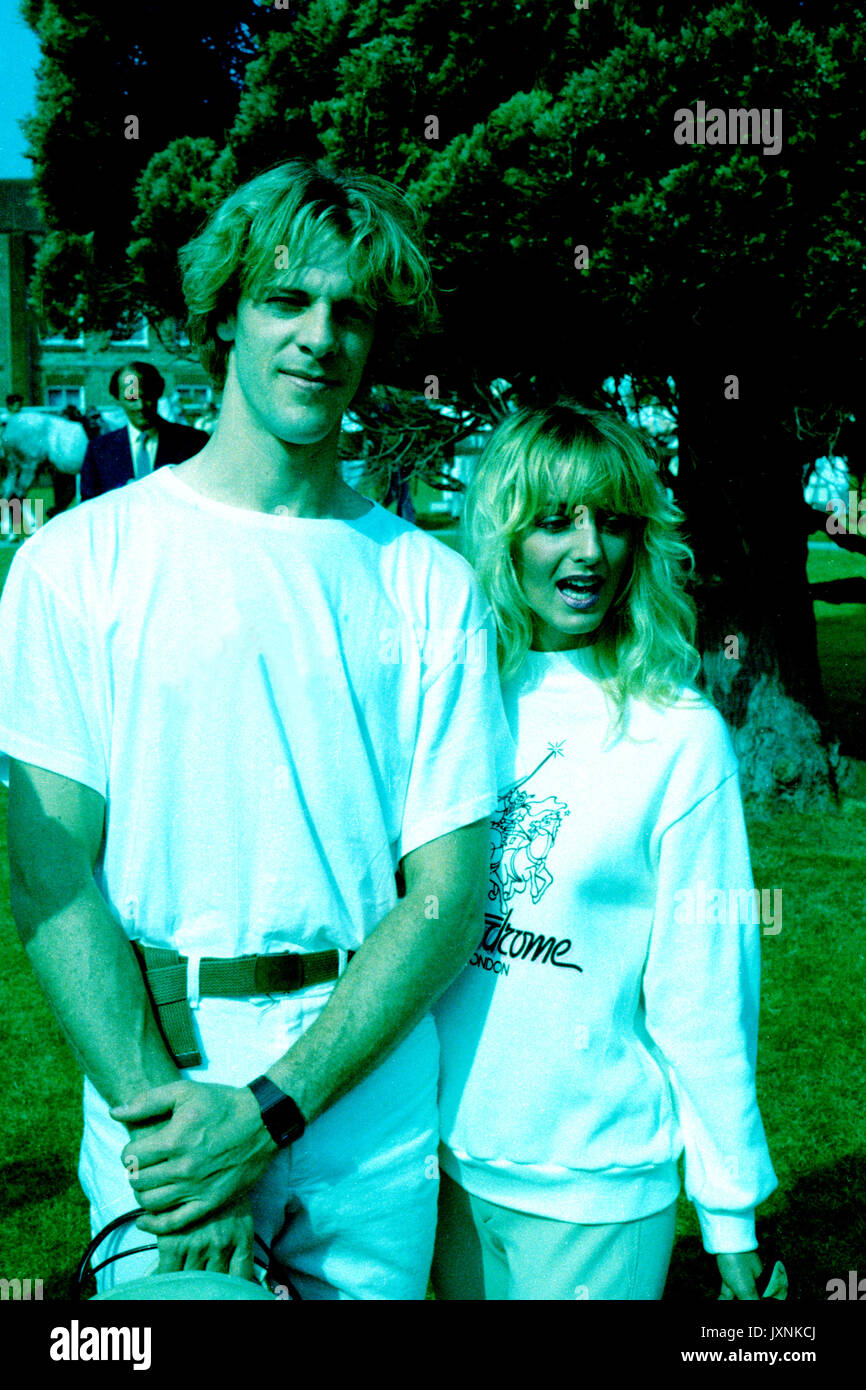 Stewart Copeland von der Polizei bei Lingfield Park in Surrey, UK ca. 1984 Stockfoto