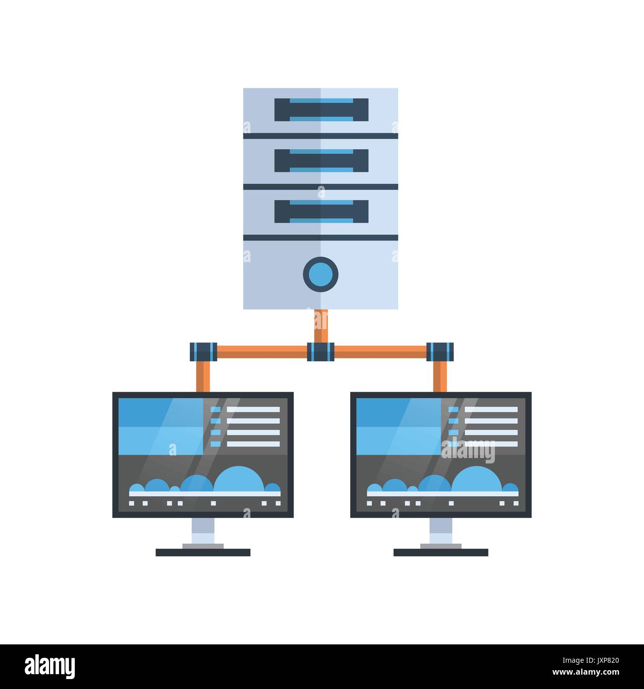 Data Center Symbol Cloud Computer Verbindung Hosting Server Datenbank synchronisieren Technologie Stock Vektor