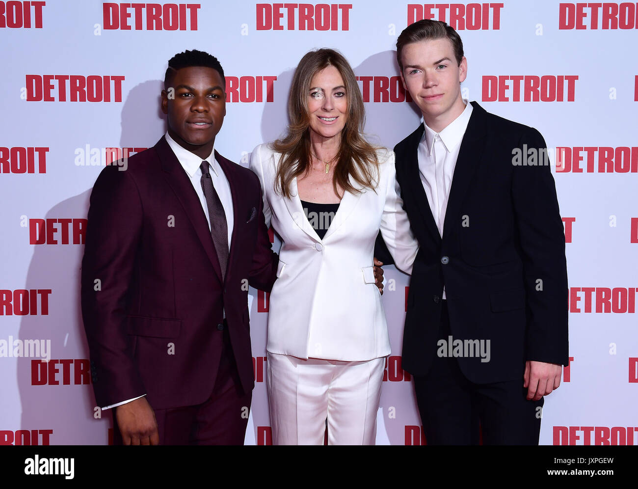 John Boyega, Kathryn Bigelow und Poulter die Teilnahme an der Europäischen Uraufführung von Detroit im Curzon Mayfair, London statt. Stockfoto