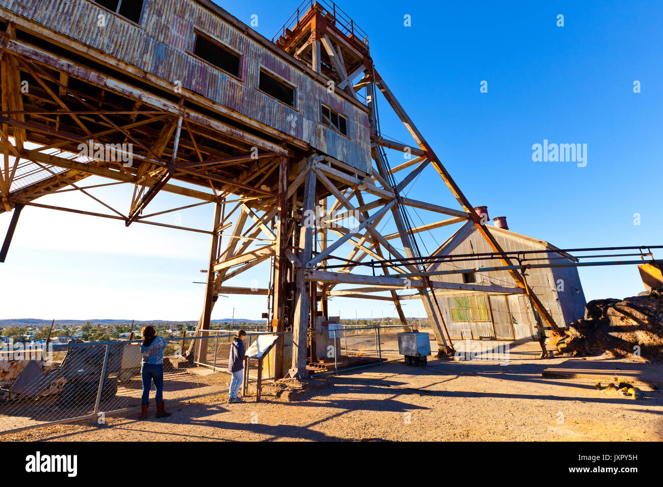 Die alte Browne's Welle, die durch die Kreuzung Mine in Broken Hill gehörte. Einer der kleineren Wellen und es wurde schließlich 1972 geschlossen. Stockfoto