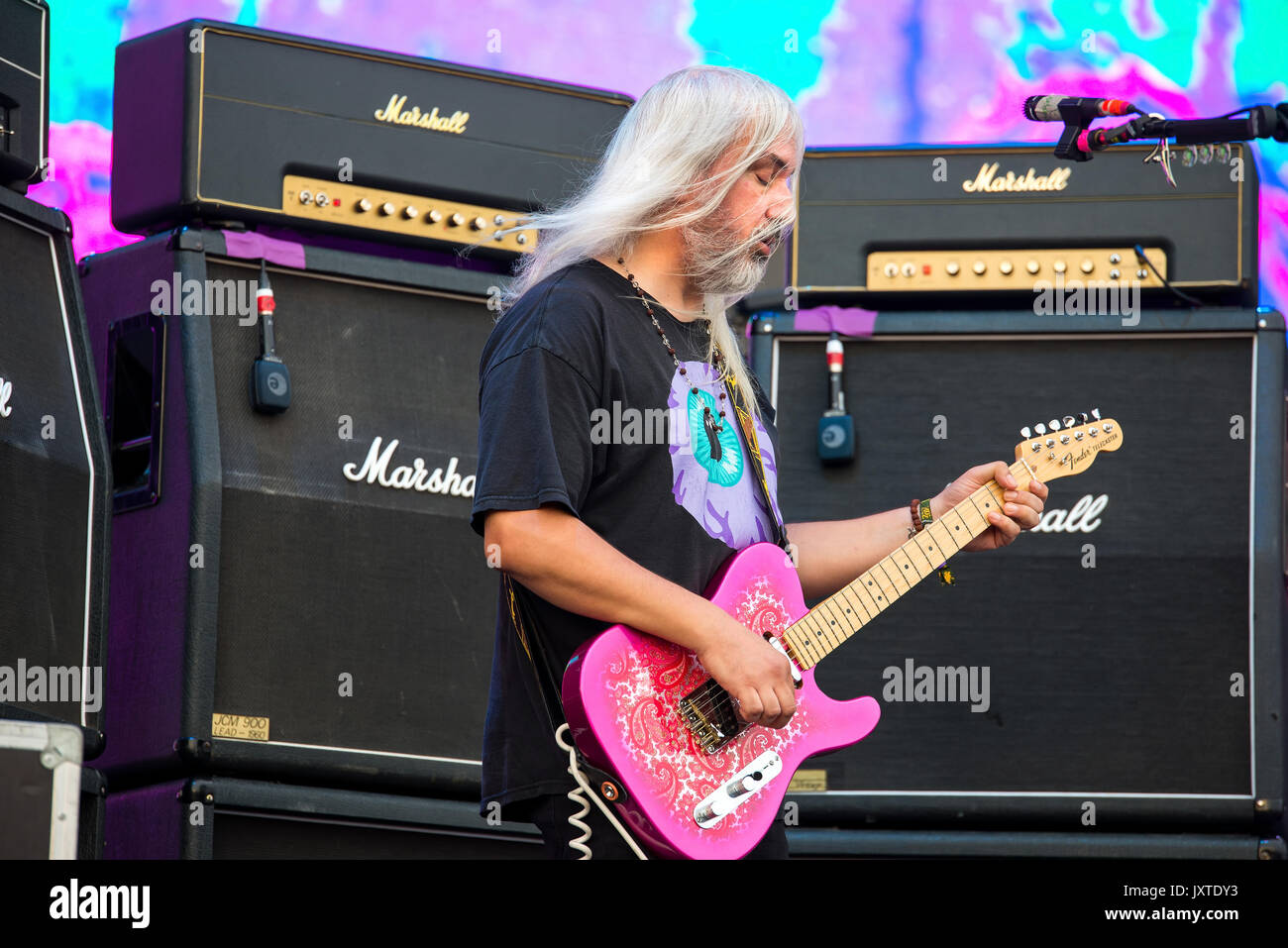 BENICASSIM, SPANIEN - Jun 15: Dinosaur Jr. (Noise Rock Band) führen Sie im Konzert an FIB Festival am 15. Juli 2017 in Benicassim, Spanien. Stockfoto