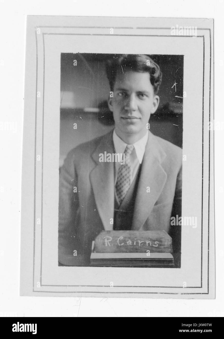 Robert William Cairns, Porträtfoto, Brust oben, Vollgesicht, ca. 20 Jahre alt, 1929. Stockfoto