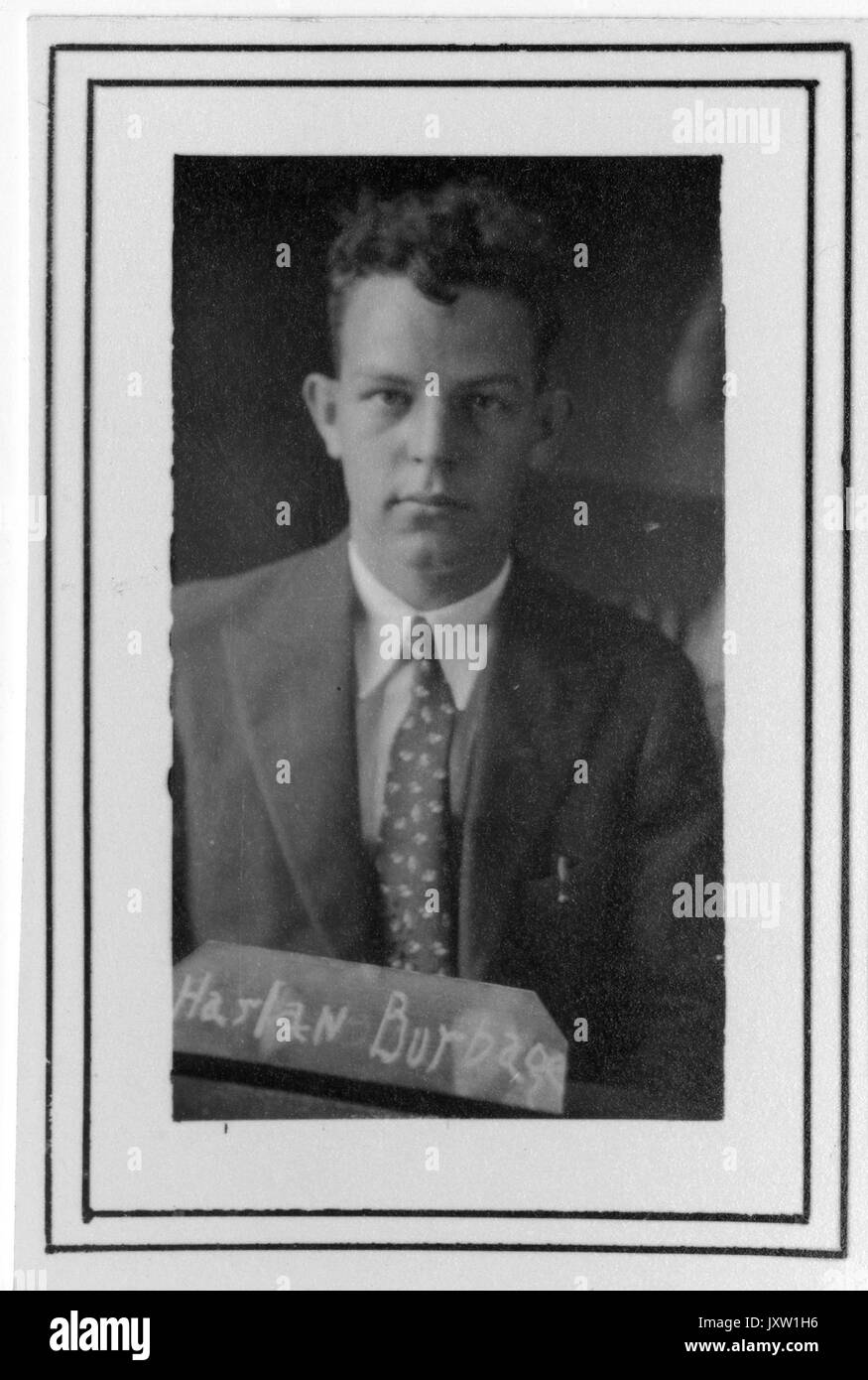 Harlan purnell Burlage, portrait Fotografie, Brustkorb, Gesicht, c 20 Jahre alter, 1931. Stockfoto