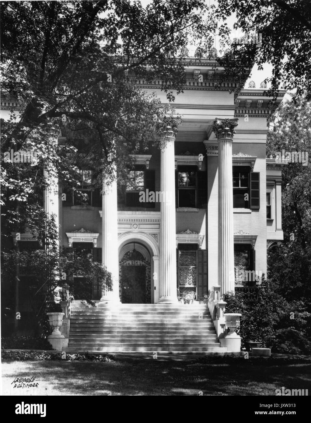 Evergreen house Fassade süd Fassade, Haupteingang, 1930. Stockfoto