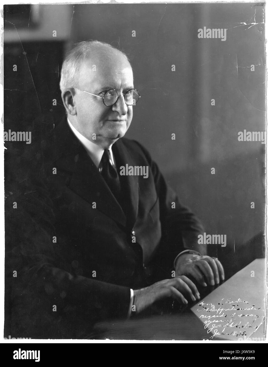 Joseph sweetman Ames, unterzeichnet, Bären eingeschrieben Datum 18. Januar 1935, 1935. Stockfoto