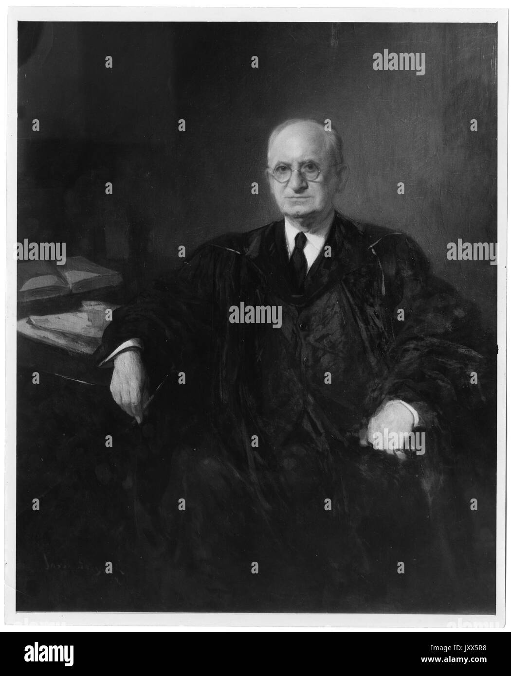 Joseph Sweetman Ames, Foto von Malerei, Sitzen, Vollgesicht, in akademischen Gewändern, 1930. Stockfoto