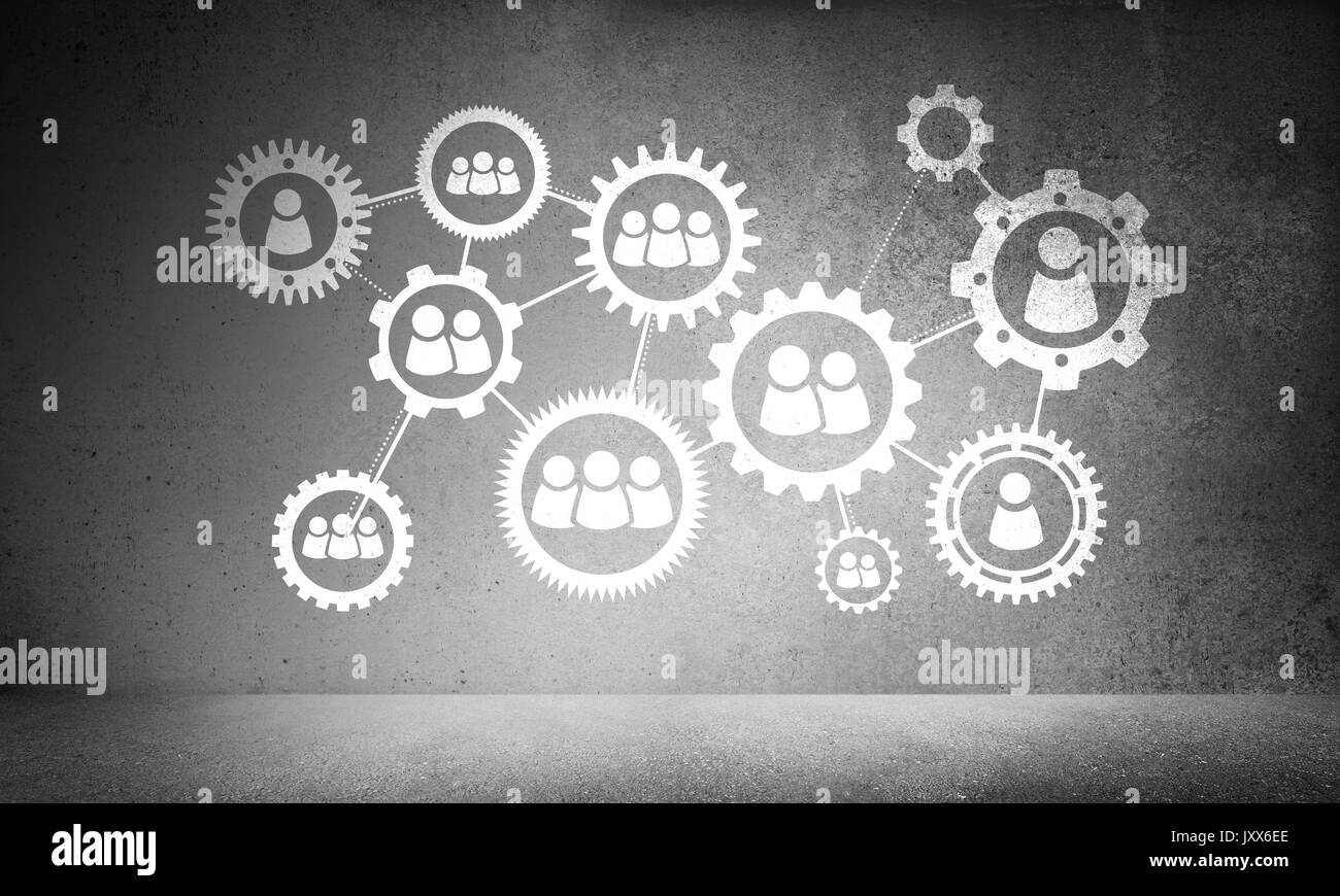 Effiziente Geschäftsabläufe durch soziale Kommunikation und Vernetzung. Stockfoto