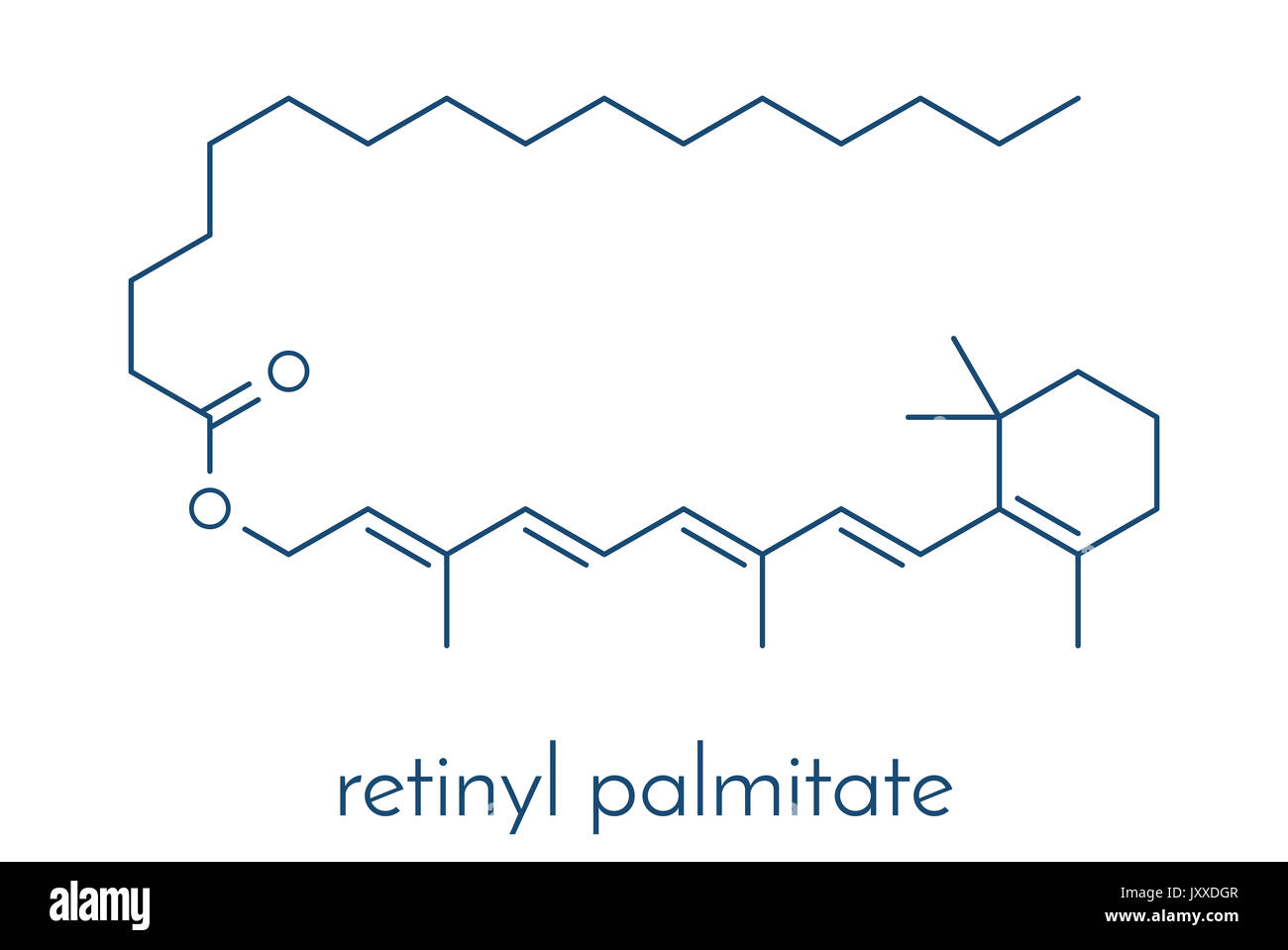 Retinyl Palmitate Vitamin supplement Molekül. Ester von Vitamin A (Retinol)  und Palmitinsäure. Skelettmuskulatur Formel Stockfotografie - Alamy