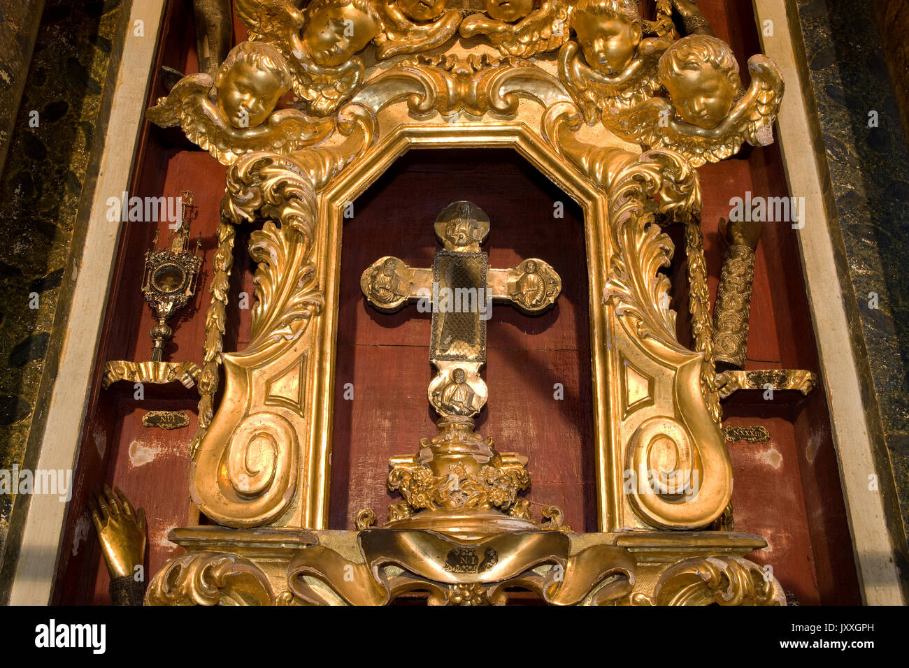 Fragment Des Kreuzes An Dem Jesus Gekreuzigt Wurde Stockfoto