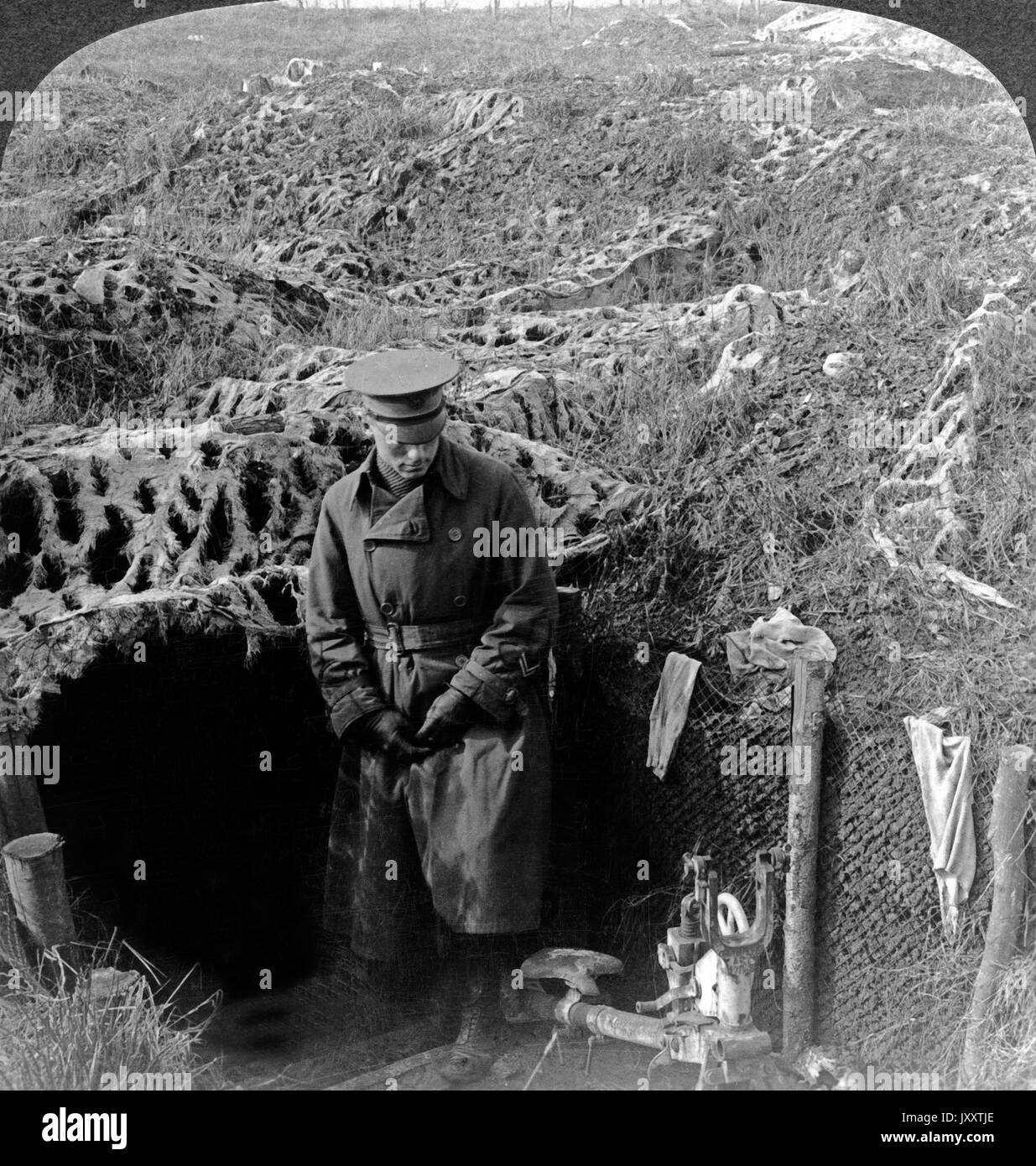 Getarnte Bunker inmitten der härtesten Kämpfe, Chemin des Dames Gebiet, Frankreich 1916. Getarnte Gräben im Zentrum der härteste Kampf, Chemin des Dames, Frankreich 1916. Stockfoto