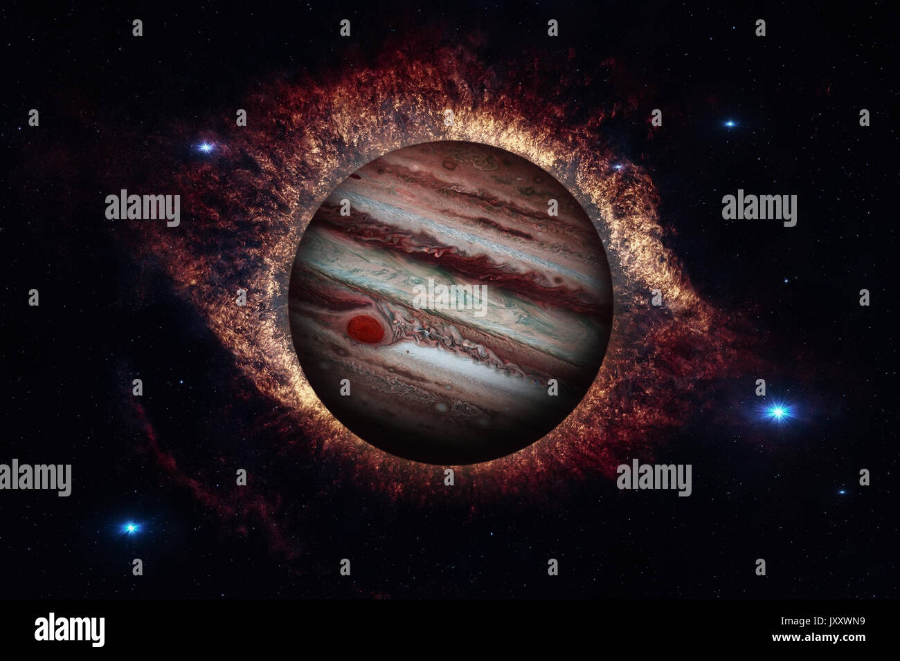 Sonnensystem - Jupiter. Es ist der fünfte Planet von der Sonne und der größte in unserem Sonnensystem. Seine riesigen Planeten mit einer Masse ein Tausendstel der Stockfoto