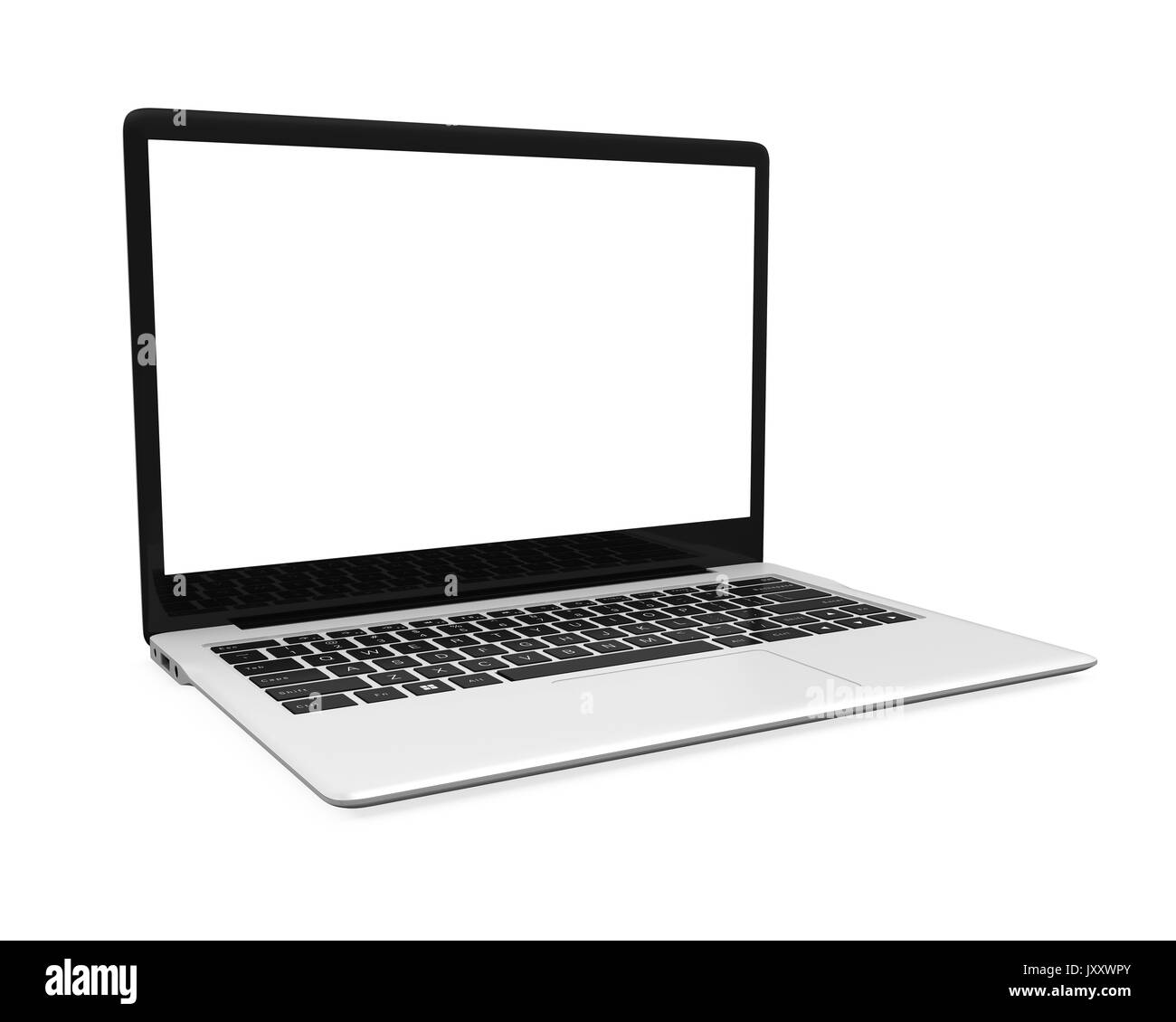 Laptop mit leeren weißen Bildschirm isoliert Stockfoto