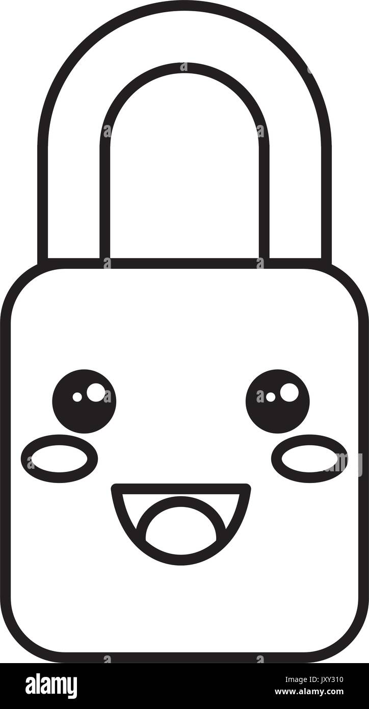 sicher sicher Vorhängeschloss Kawaii Charakter Stock Vektor
