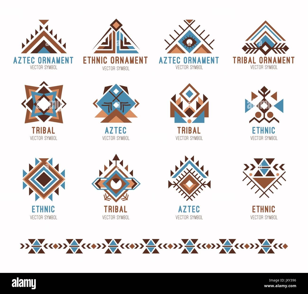 Aztec tribal ethnischen Schmuck Set Stock Vektor