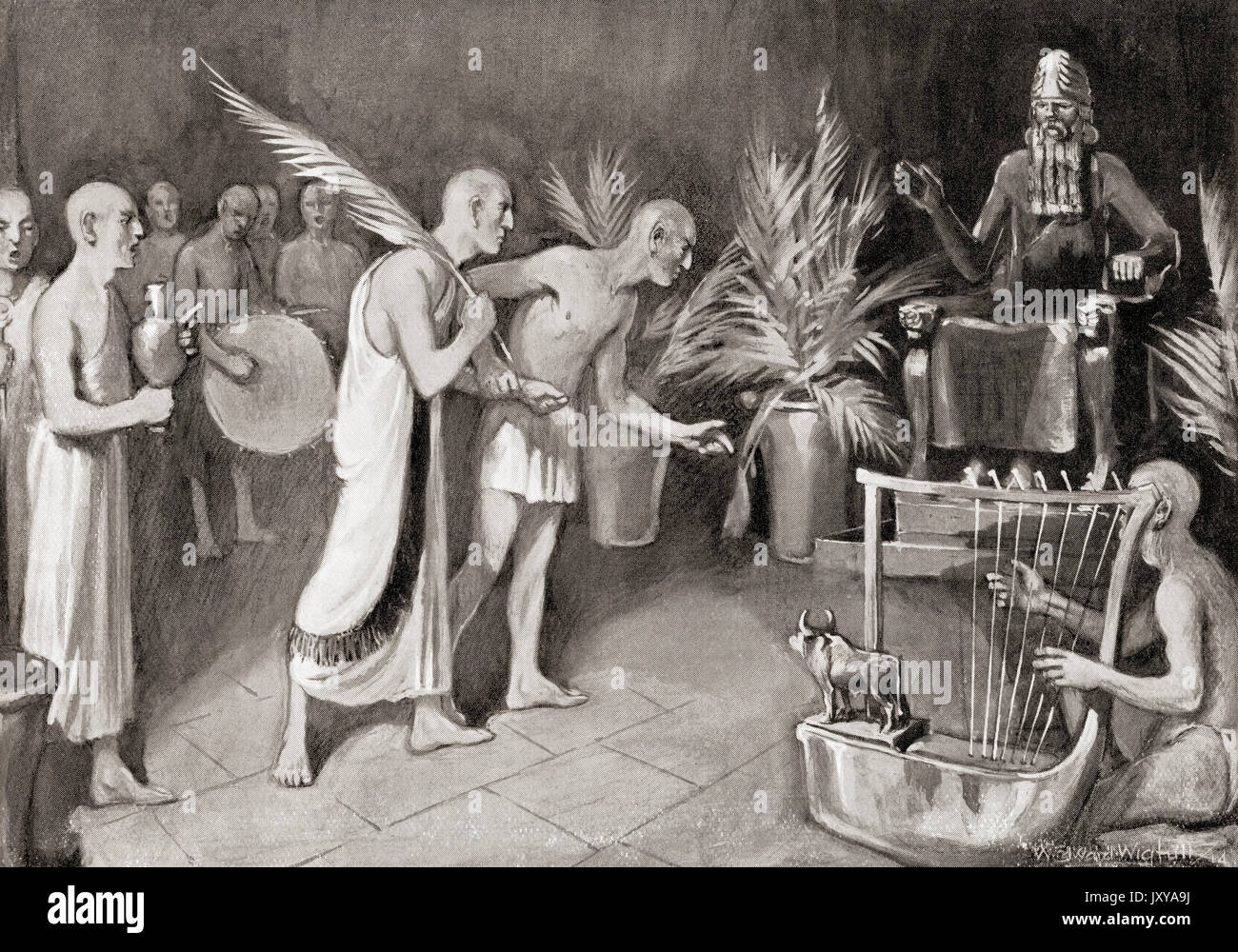 Eine patesi oder Priester - König anzubeten, Gott ningirsu von Lagash im südlichen Babylonien. Von Hutchinson's Geschichte der Nationen, veröffentlicht 1915. Stockfoto