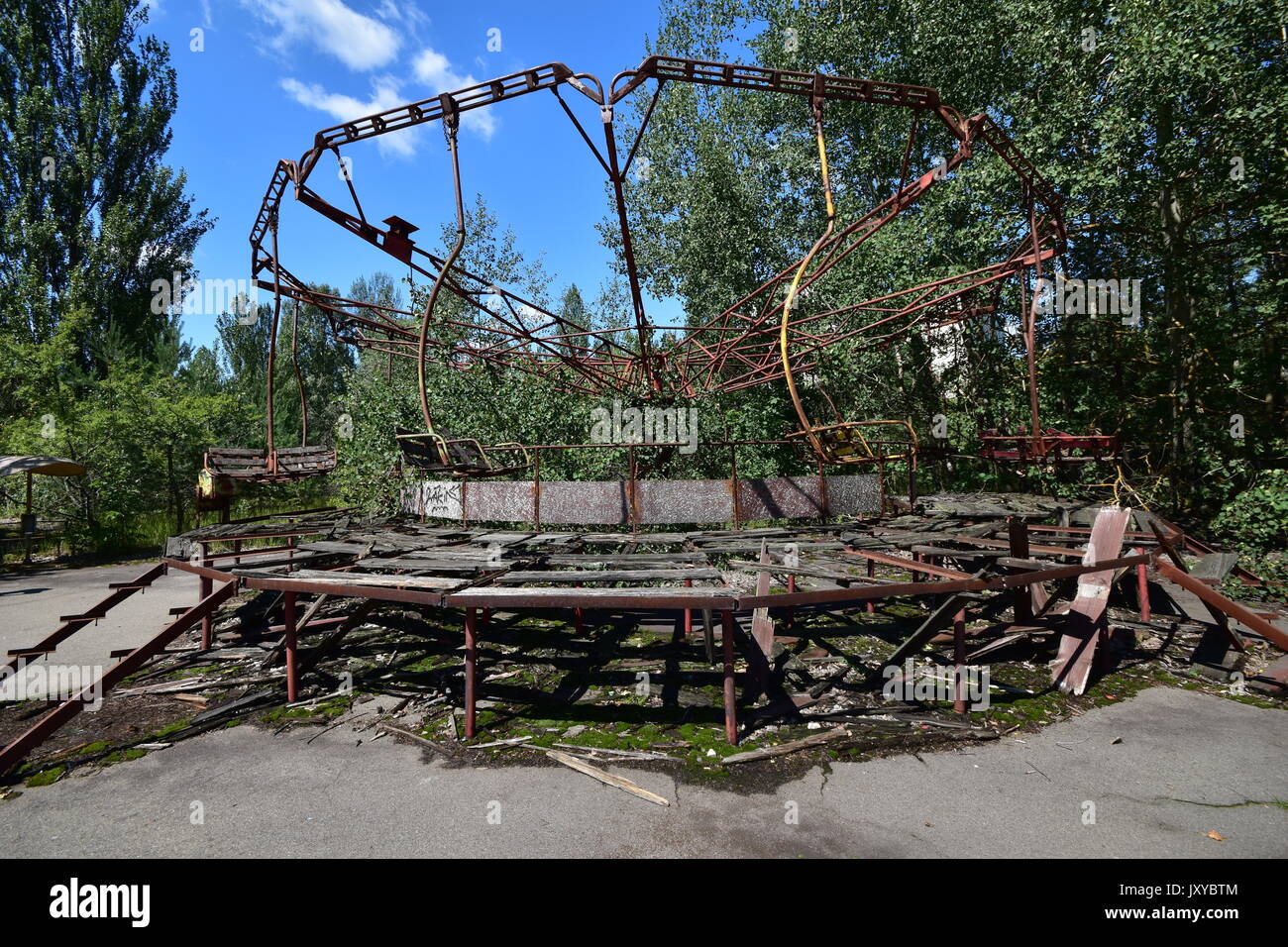 Verlassenen Vergnügungspark Vergnügungspark Sperrzone von Tschernobyl Stockfoto