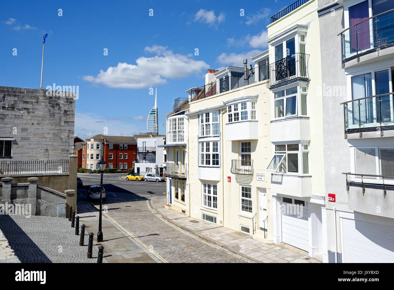 Häuser auf Batterie Zeile Portsmouth Hampshire UK Stockfoto