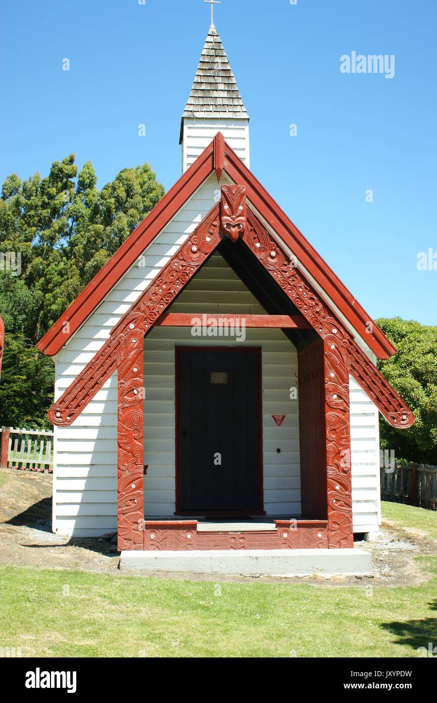 Kapelle in der Nähe von Akaroa, Neuseeland Stockfoto